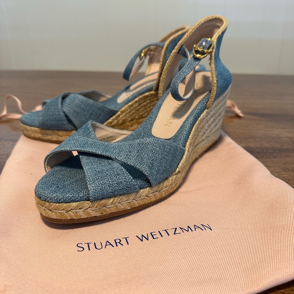 Stuart Weitzman Denim Wedge Sandals